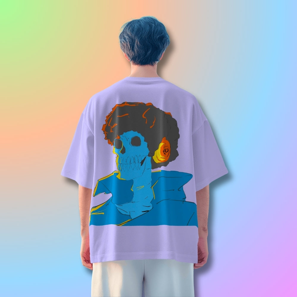 Brook Oversized Tshirt from One Piece Anime in Lavender