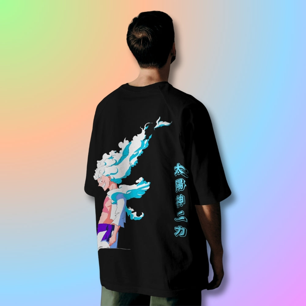 Luffy Gear 5 Oversized Tshirt from One Piece Anime in Black