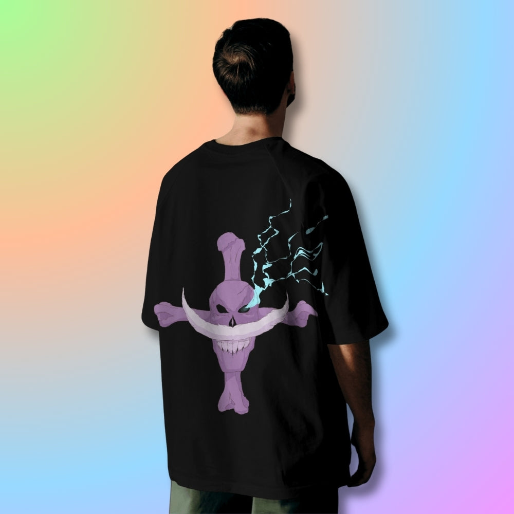 White Beard Oversized Tshirt from One Piece Anime in Black