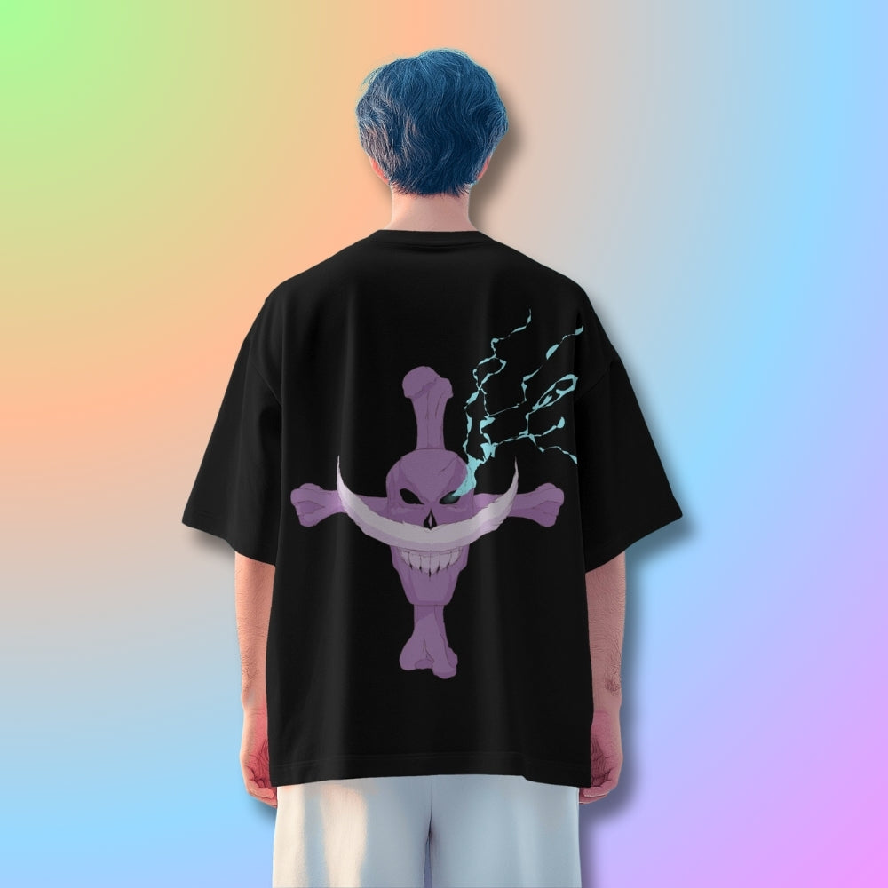 White Beard Oversized Tshirt from One Piece Anime in Black