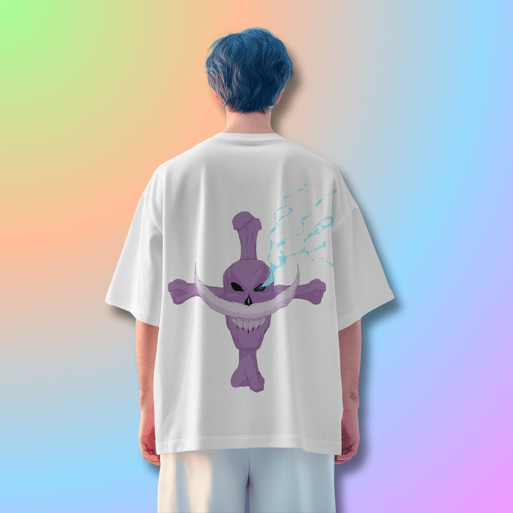 White Beard Oversized Tshirt from One Piece Anime in White