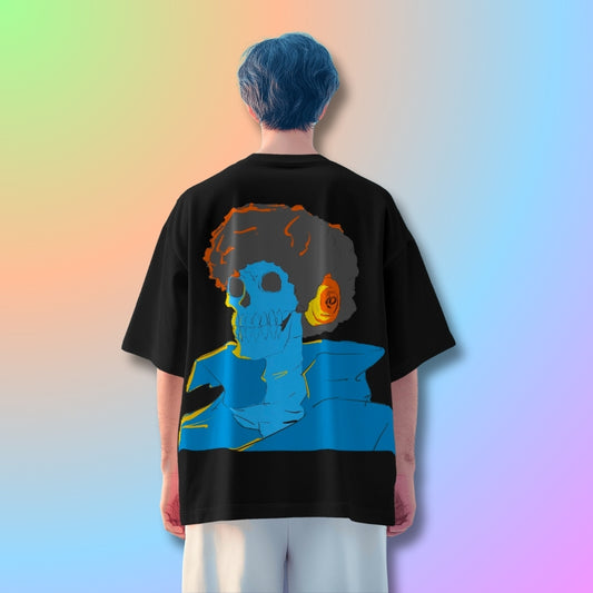 Brook Oversized Tshirt from One Piece Anime in Black