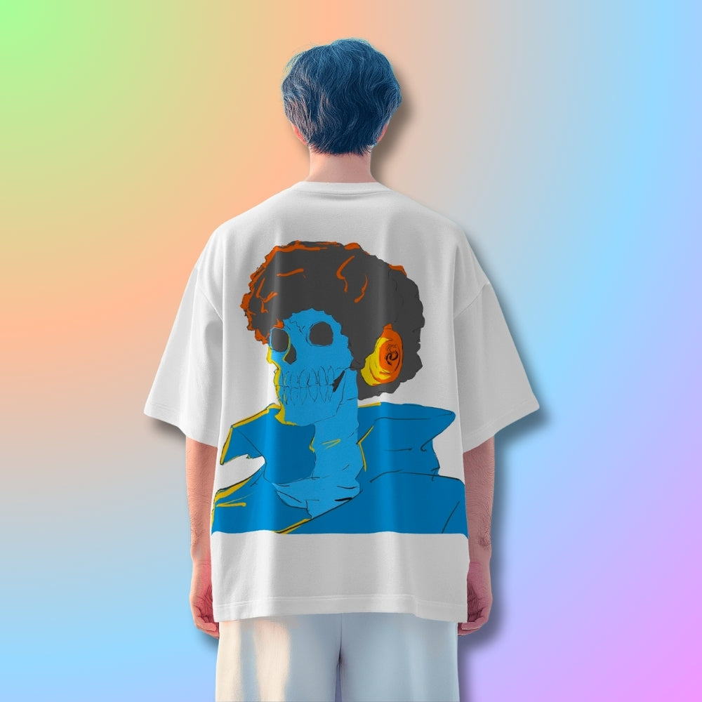 Brook Oversized Tshirt from One Piece Anime in White