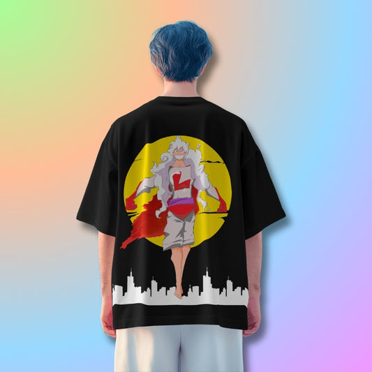 Luffy Oversized Tshirt from One Piece Anime in Black