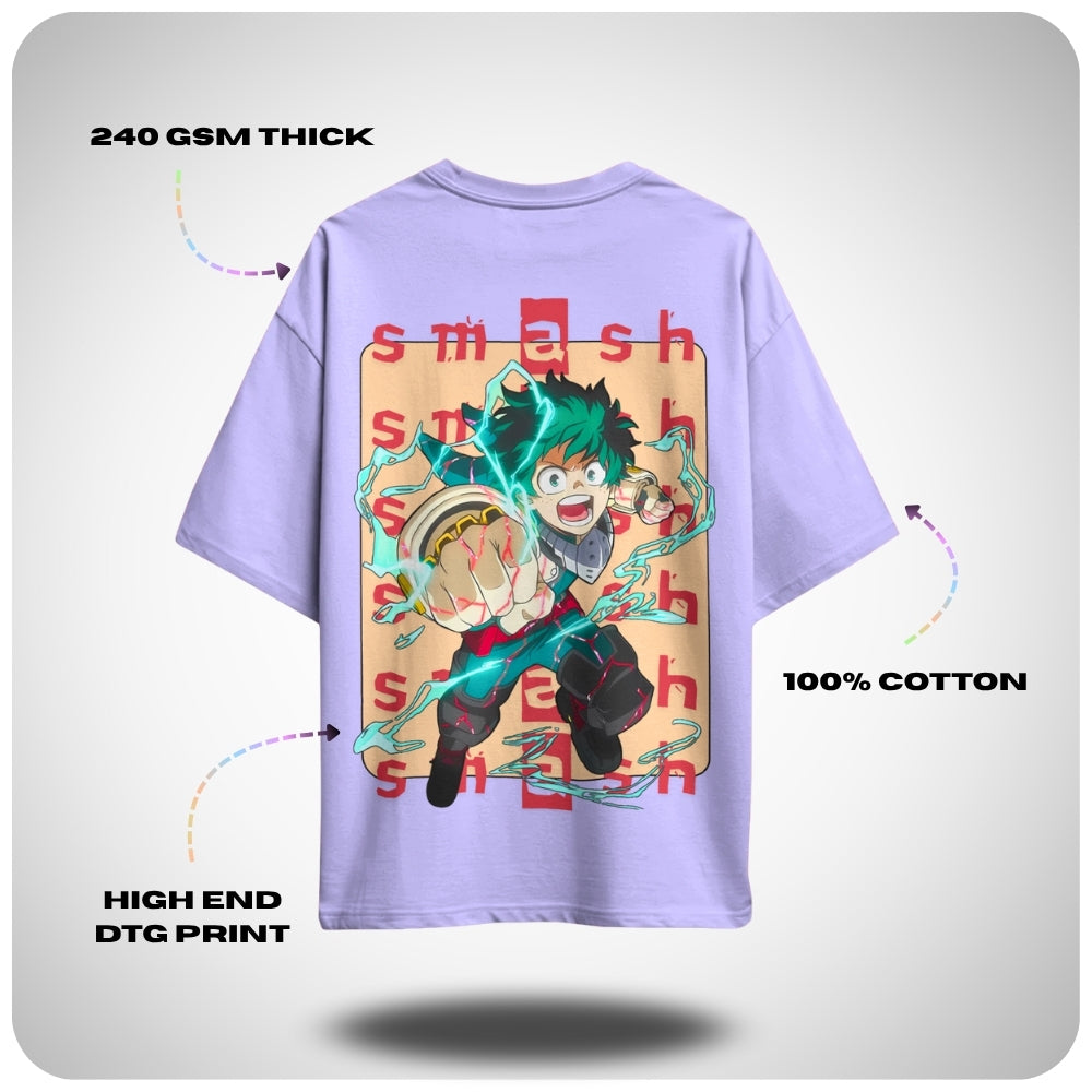 Deku Smash My Hero Academia Unisex Oversized Anime T-shirt by Aniguz