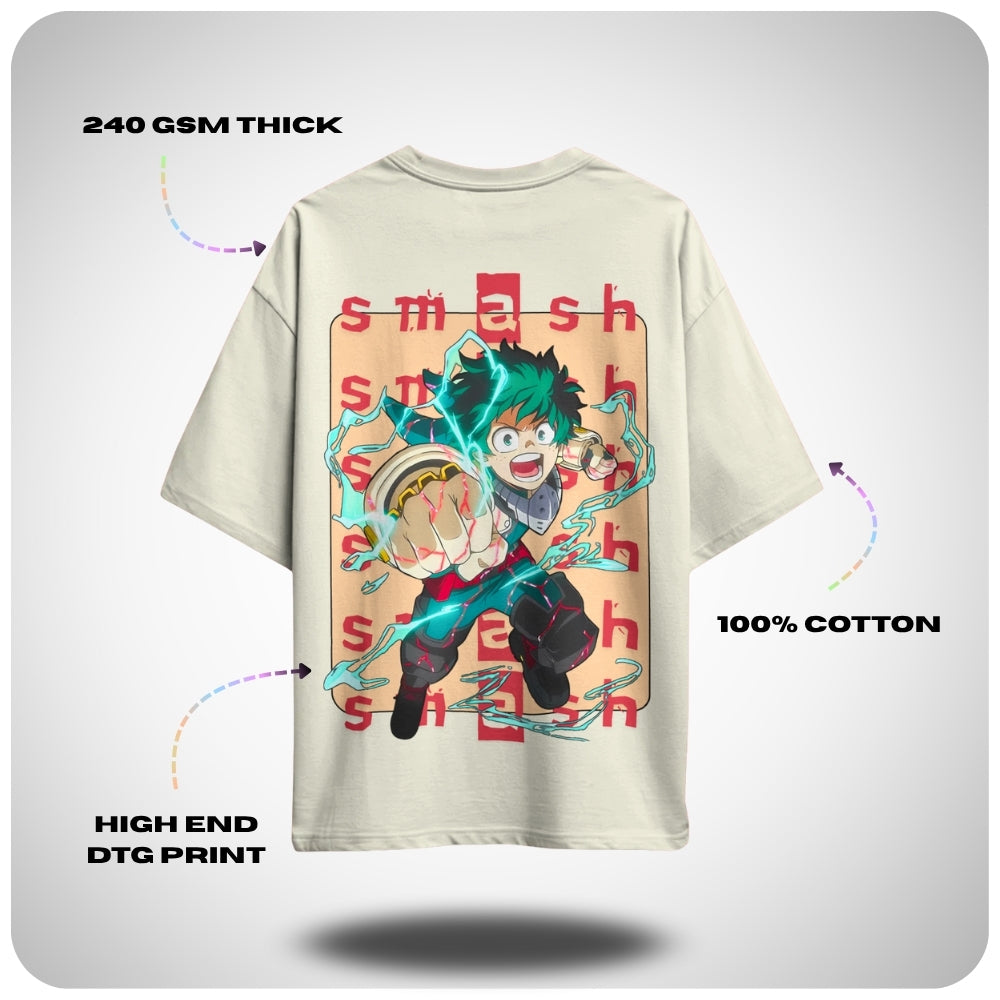 Deku Smash My Hero Academia Unisex Oversized Anime T-shirt by Aniguz