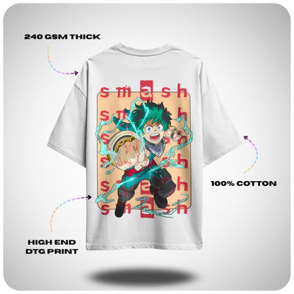 Deku Smash My Hero Academia Unisex Oversized Anime T-shirt by Aniguz