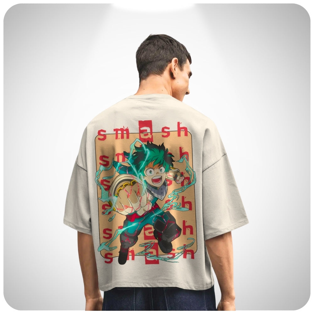 Deku Smash My Hero Academia Unisex Oversized Anime T-shirt by Aniguz