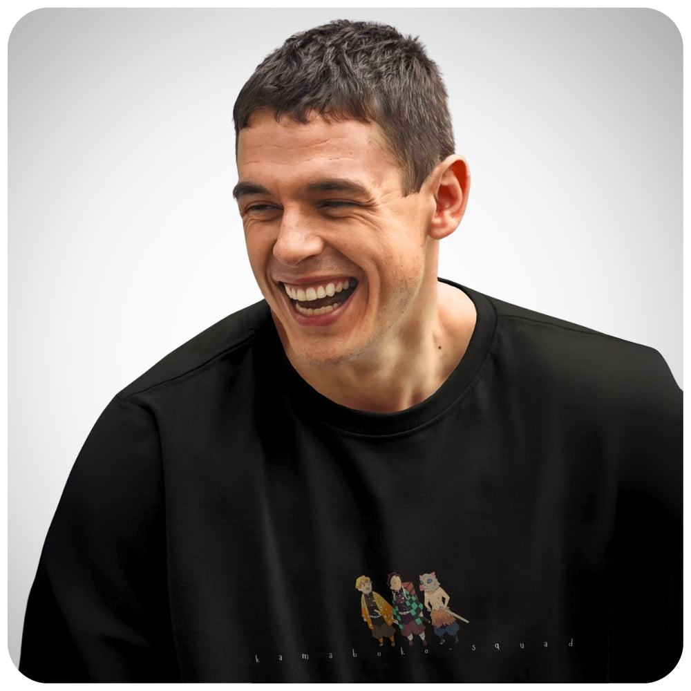 Demon Slayer Kamaboko Squad anime tee with vibrant print – Aniguz