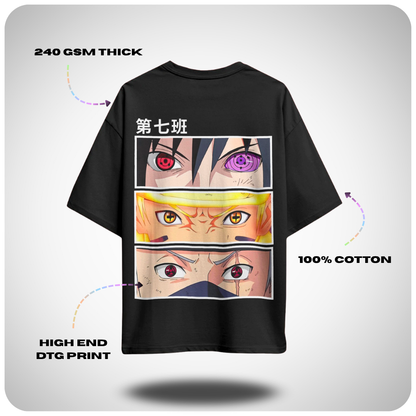 Kakashi Team 7 Naruto Oversized Anime T-shirt by Aniguz