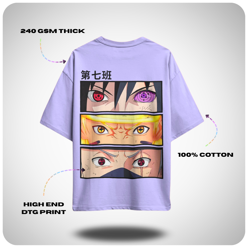 Kakashi Team 7 Naruto Oversized Anime T-shirt by Aniguz