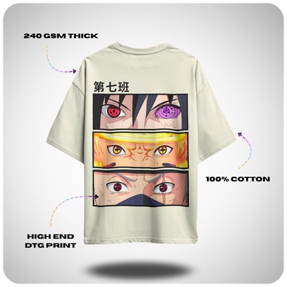 Kakashi Team 7 Naruto Oversized Anime T-shirt by Aniguz