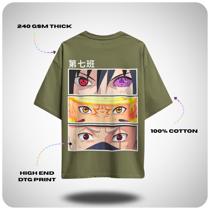 Kakashi Team 7 Naruto Oversized Anime T-shirt by Aniguz