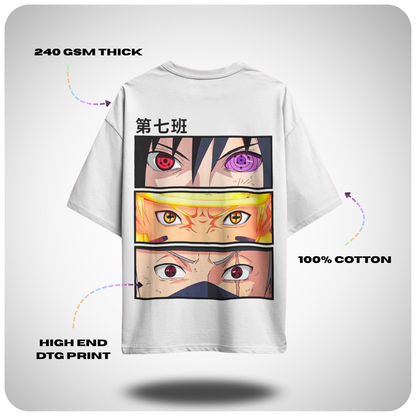 Kakashi Team 7 Naruto Oversized Anime T-shirt by Aniguz