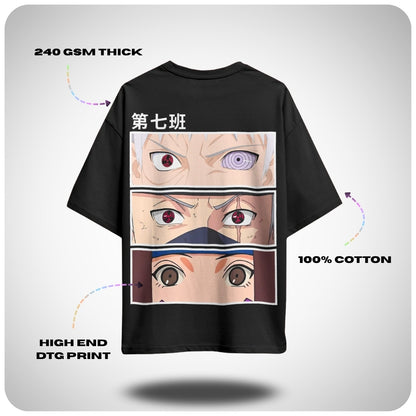 Minato Team 7 Naruto Oversized Anime T-shirt by Aniguz