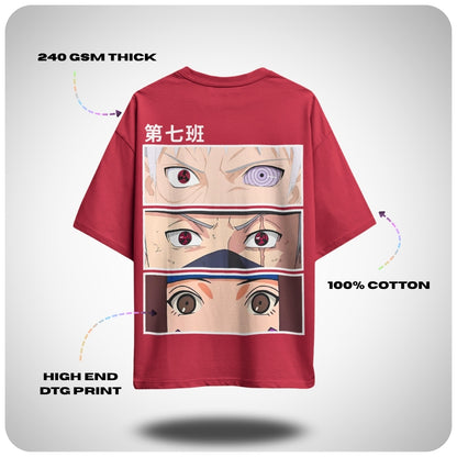 Minato Team 7 Naruto Oversized Anime T-shirt by Aniguz