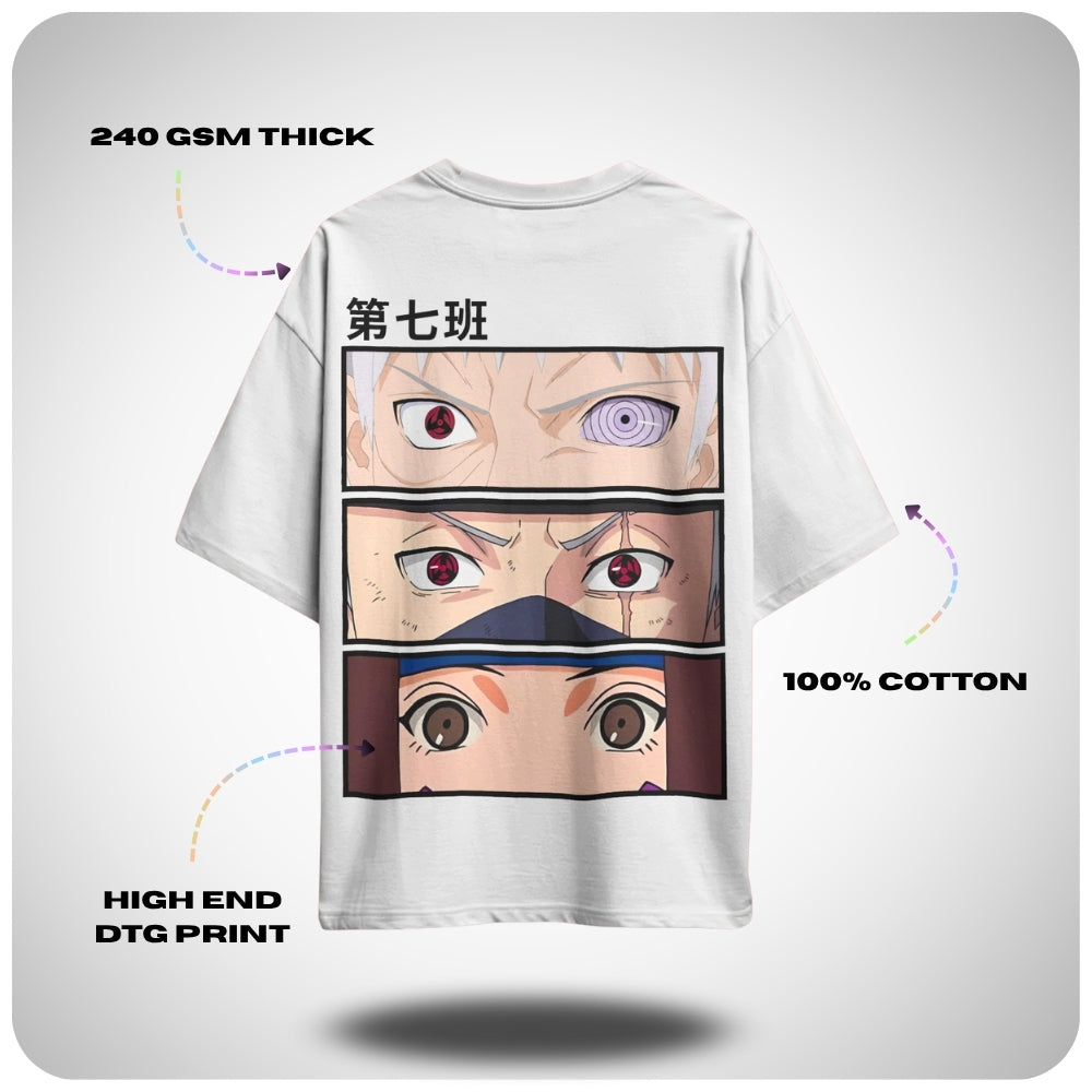 Minato Team 7 Naruto Oversized Anime T-shirt by Aniguz