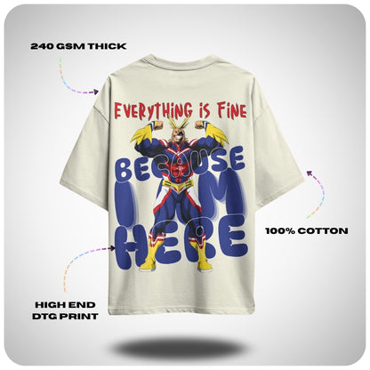 My Hero Academia All Might - I'm Here Oversized T-shirt - Unisex T-shirt from Aniguz