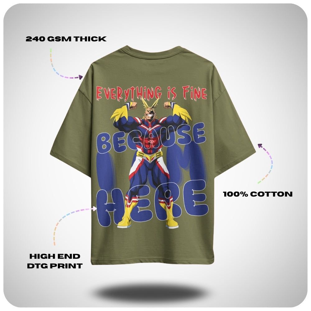 My Hero Academia All Might - I'm Here Oversized T-shirt - Unisex T-shirt from Aniguz