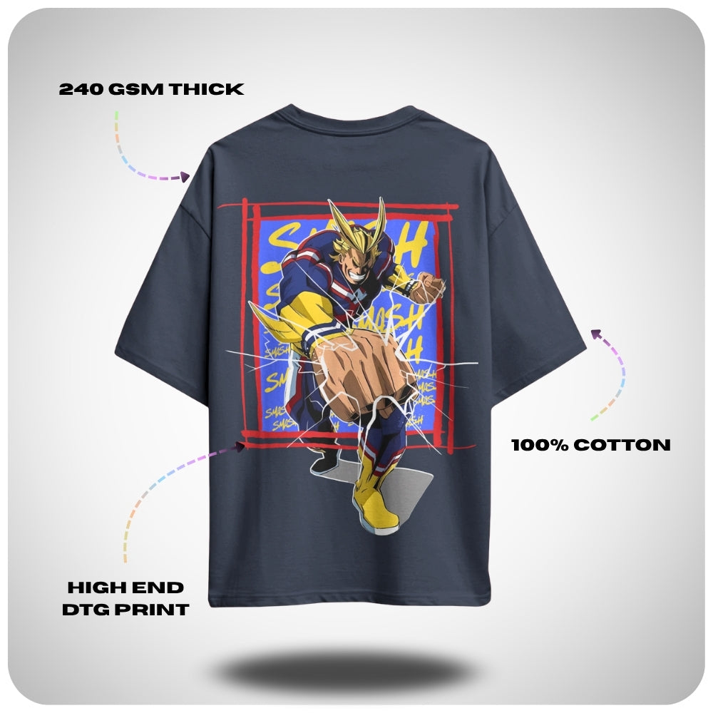 My Hero Academia All Might - Smash Oversized T-shirt - 100% cotton streetwear from Aniguz