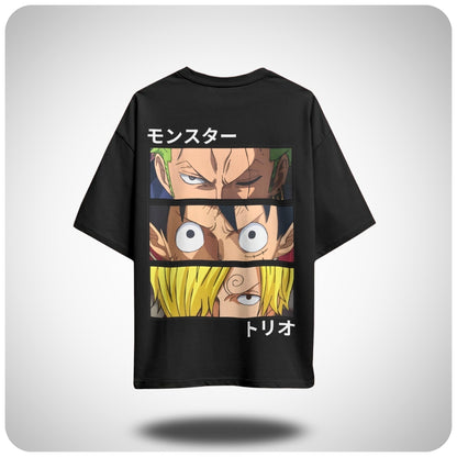 Luffy, Zoro, and Sanji One Piece oversized anime T-shirt by Aniguz