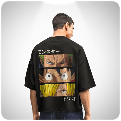 Luffy, Zoro, and Sanji One Piece oversized anime T-shirt by Aniguz