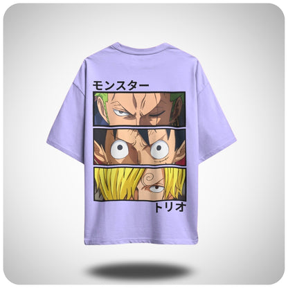 Luffy, Zoro, and Sanji One Piece oversized anime T-shirt by Aniguz