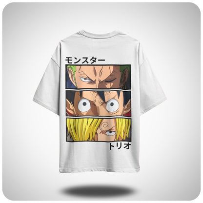 Luffy, Zoro, and Sanji One Piece oversized anime T-shirt by Aniguz