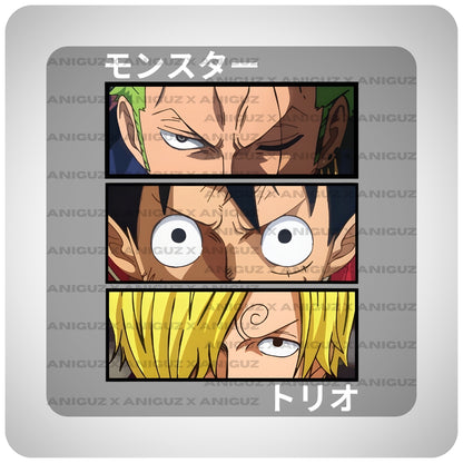 Luffy, Zoro, and Sanji One Piece oversized anime T-shirt by Aniguz