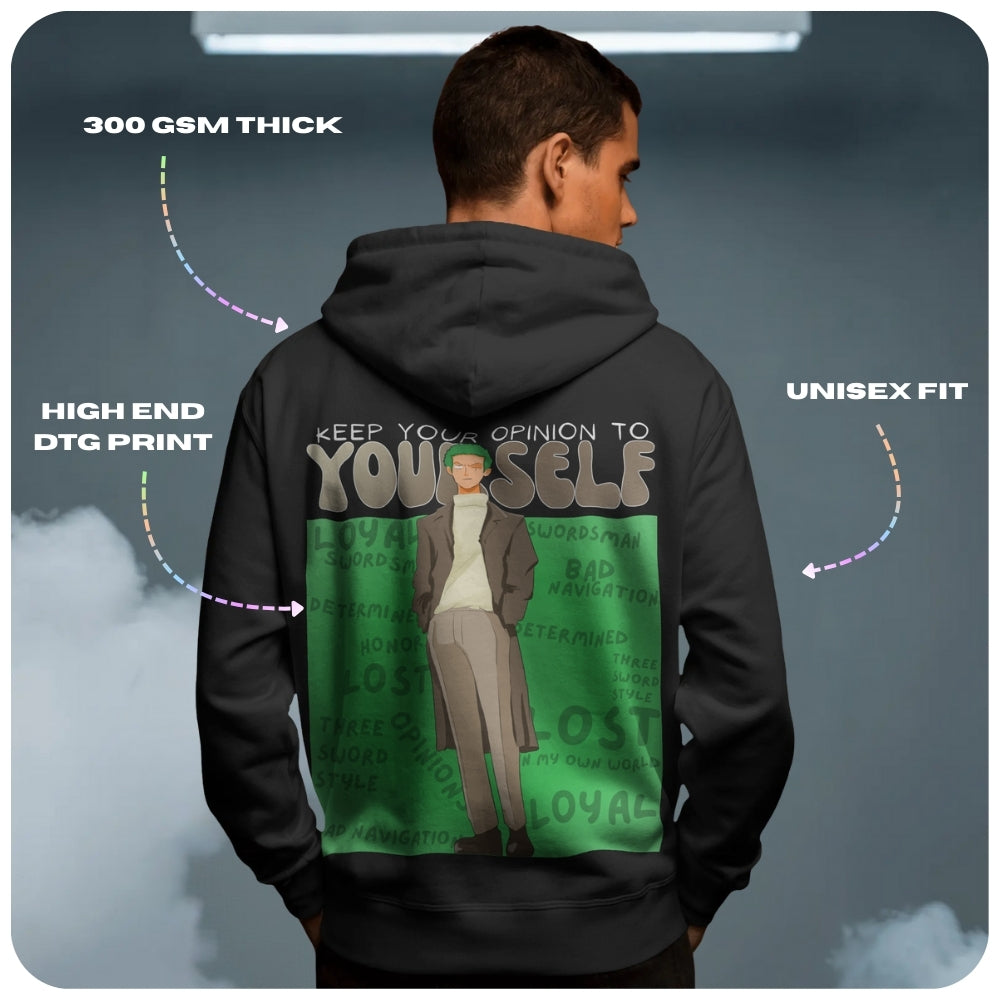 Zoro Aura Farming One Piece Anime Unisex Oversized Hoodie - 100% cotton streetwear from Aniguz
