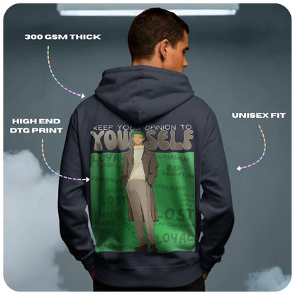 Zoro Aura Farming One Piece Anime Unisex Oversized Hoodie - 100% cotton streetwear from Aniguz