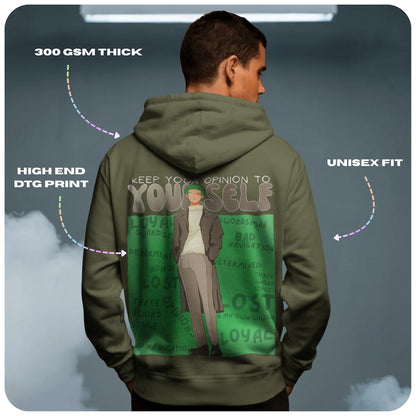 Zoro Aura Farming One Piece Anime Unisex Oversized Hoodie - 100% cotton streetwear from Aniguz