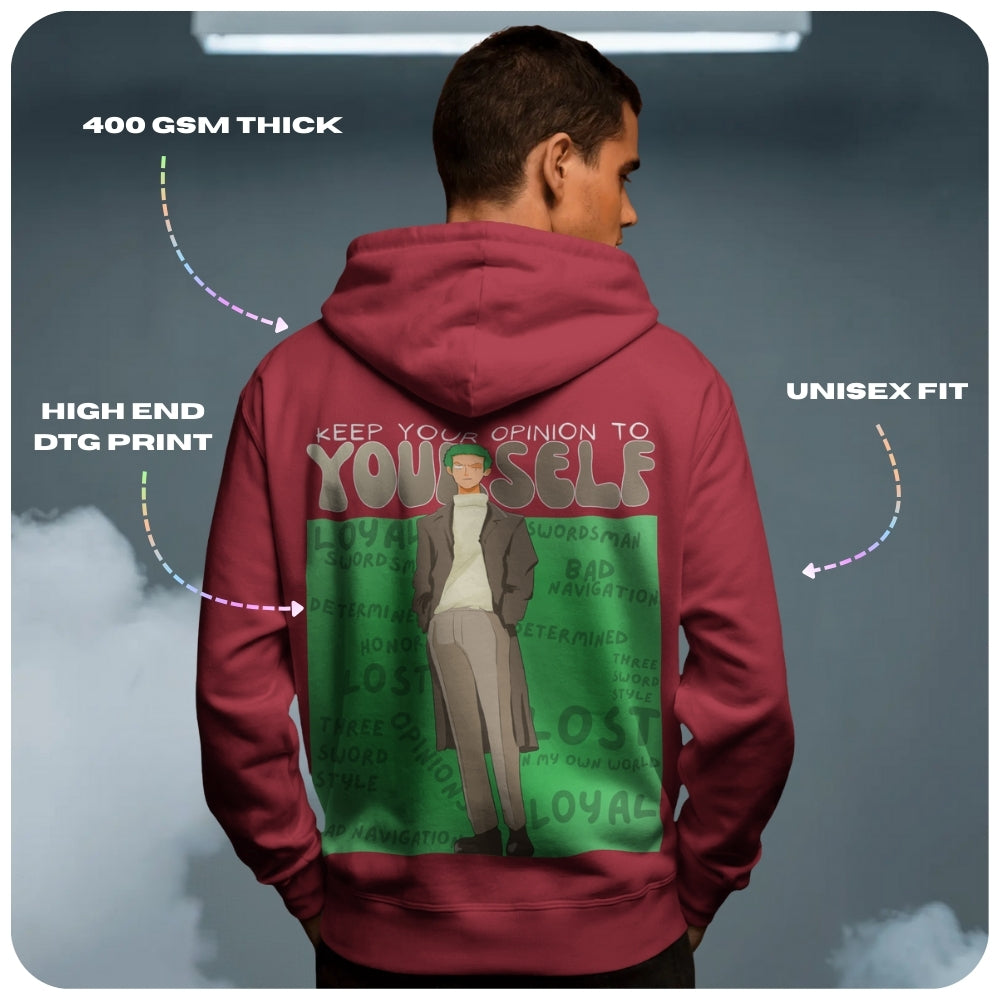 Zoro Aura Farming One Piece Anime Unisex Oversized Hoodie - 100% cotton streetwear from Aniguz