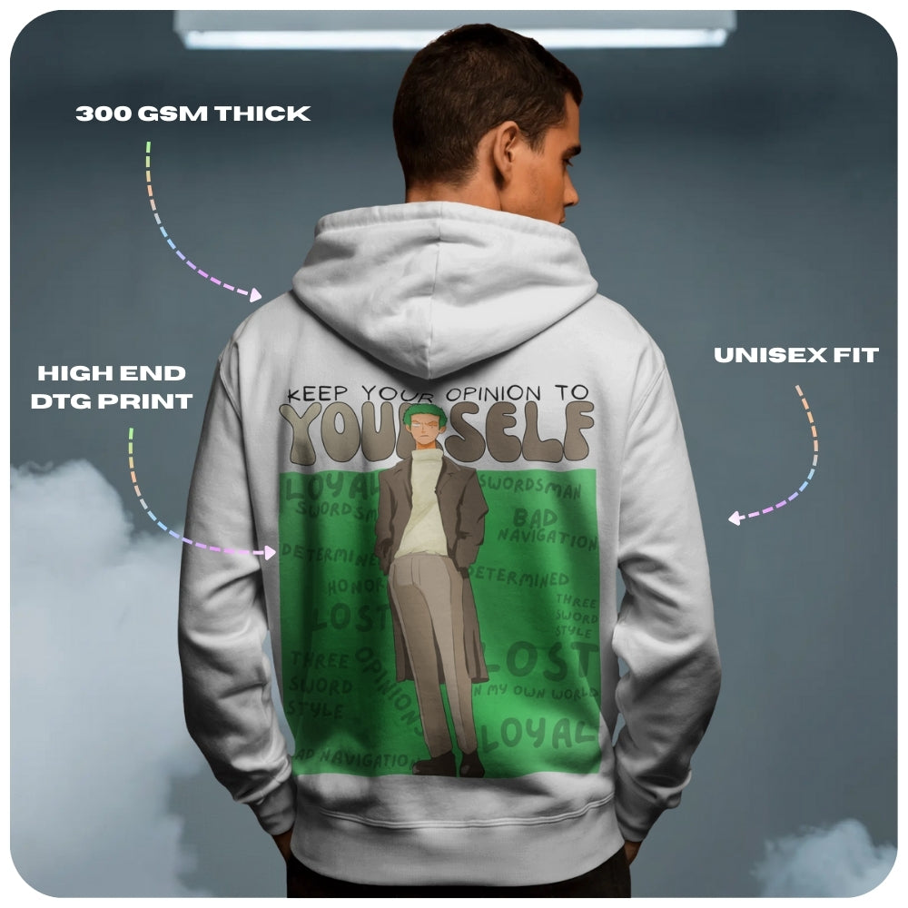 Zoro Aura Farming One Piece Anime Unisex Oversized Hoodie - 100% cotton streetwear from Aniguz