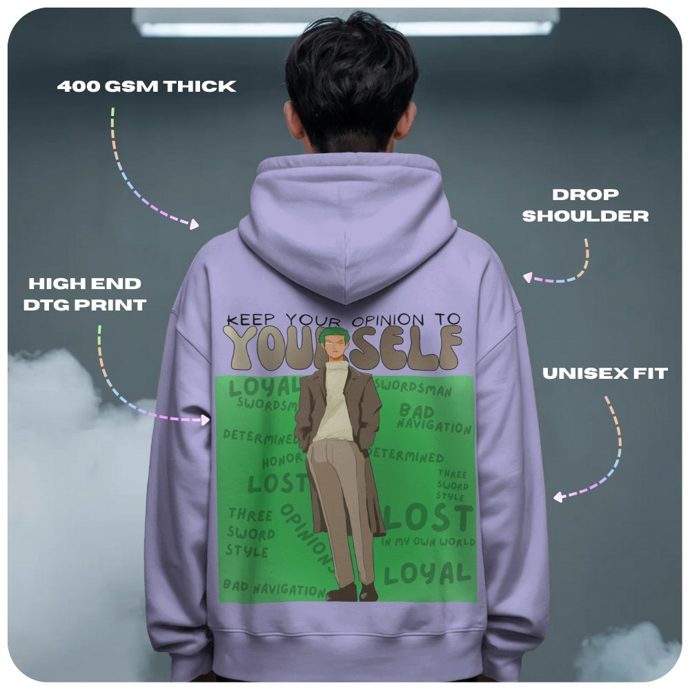 Zoro Aura Farming One Piece Anime Unisex Oversized Hoodie - 100% cotton streetwear from Aniguz