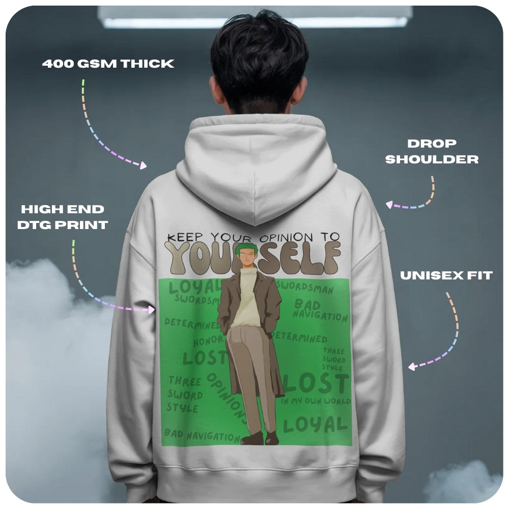 Zoro Aura Farming One Piece Anime Unisex Oversized Hoodie - 100% cotton streetwear from Aniguz