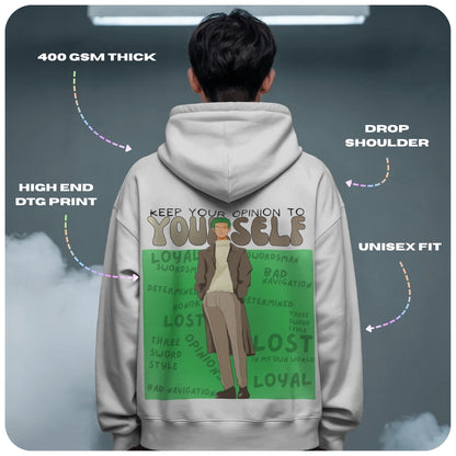 Zoro Aura Farming One Piece Anime Unisex Oversized Hoodie - 100% cotton streetwear from Aniguz