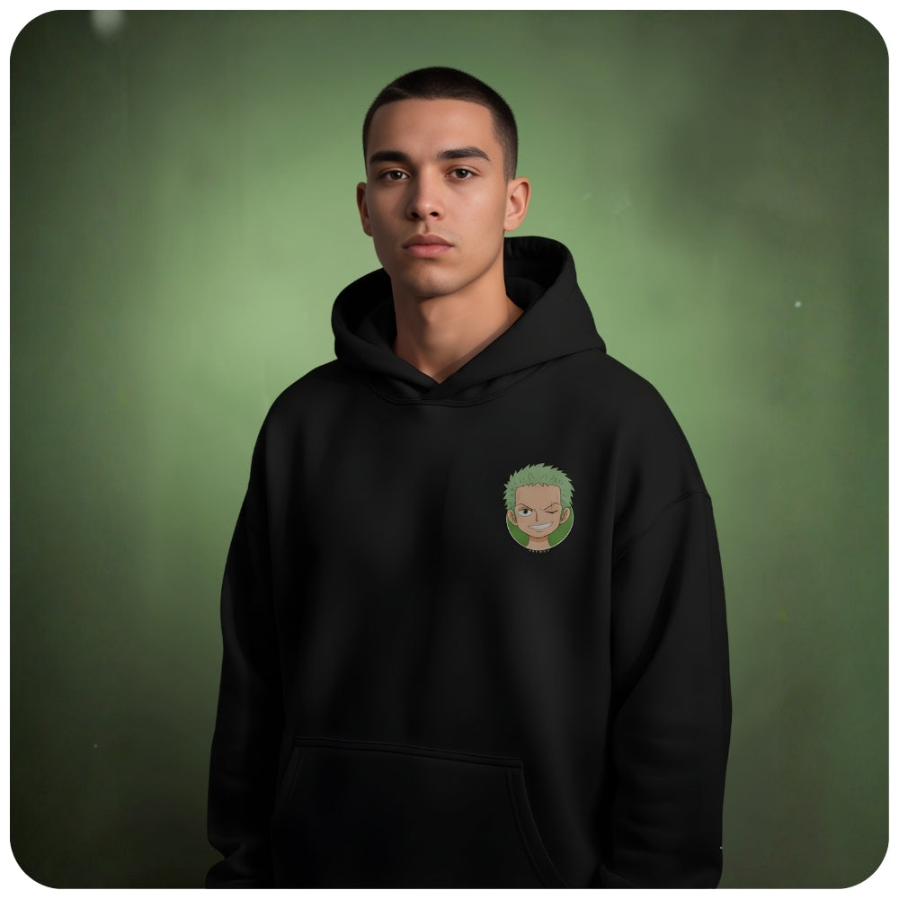 Zoro Aura Farming One Piece Anime Unisex Oversized Hoodie - 100% cotton streetwear from Aniguz